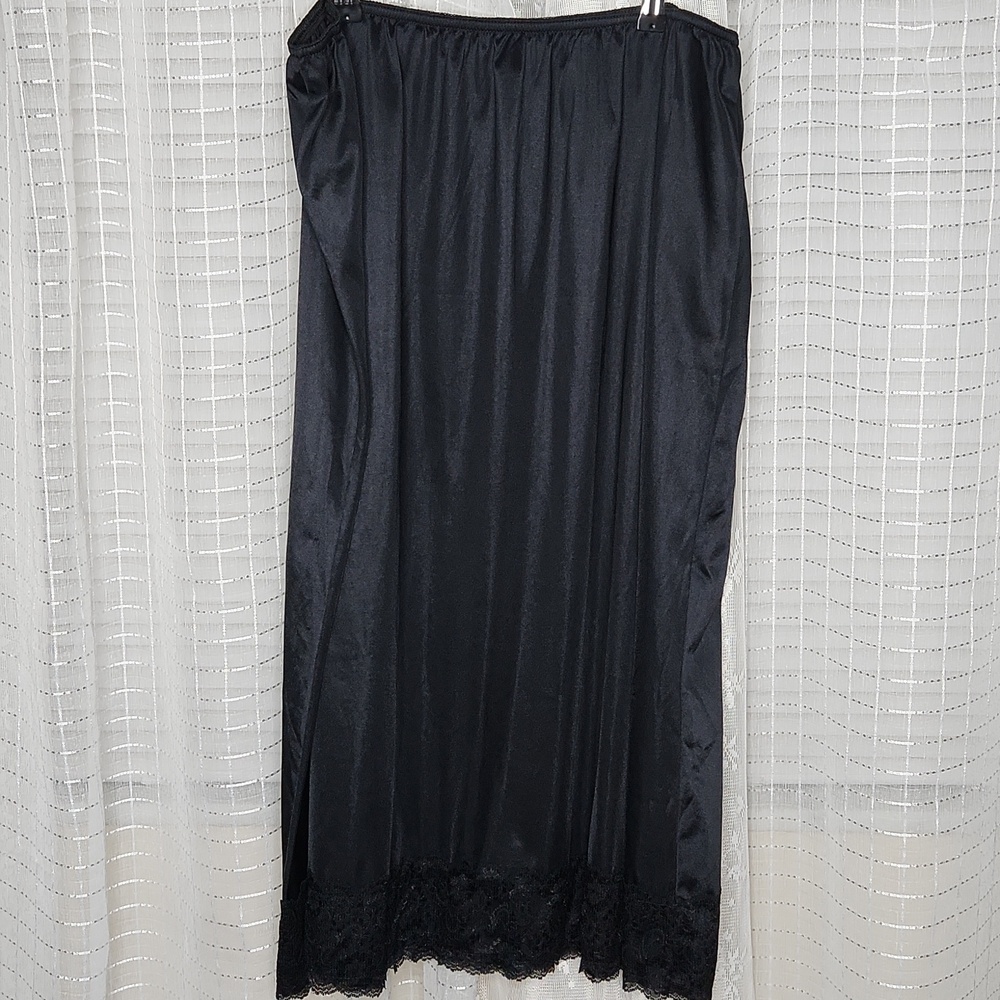 Vintage Black Half Slip With Lace Trim Volump Slip Skirt Sx4XL